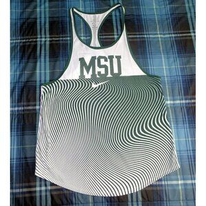 NCAA Michigan State Spartans White/Green Nike Dri-Fit Tank  Top Size Small